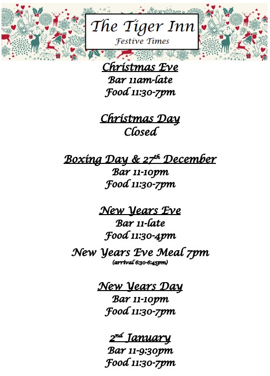 Festive opening times